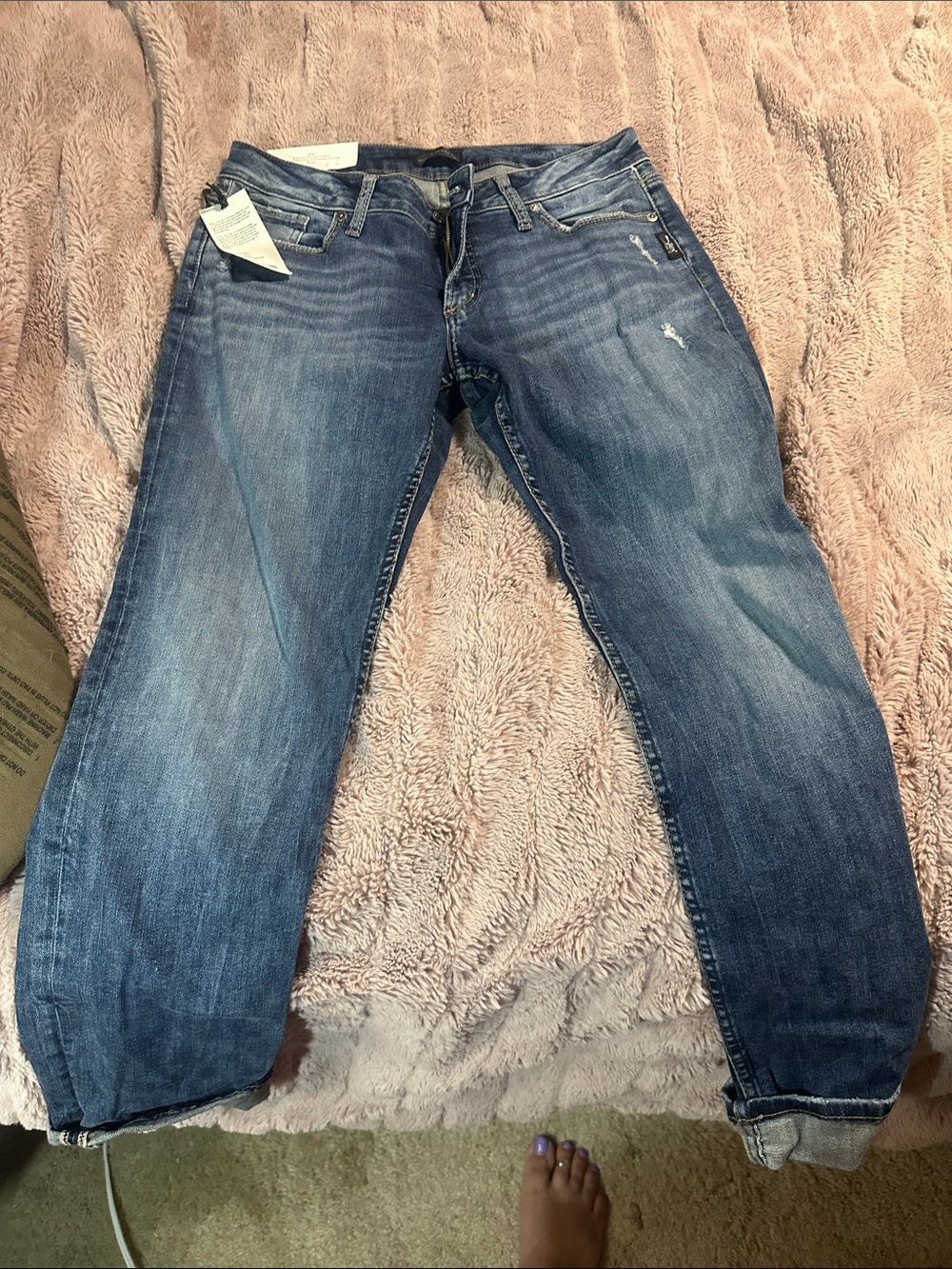 Silver Jeans Women's Washed Blue Boyfriend Jeans